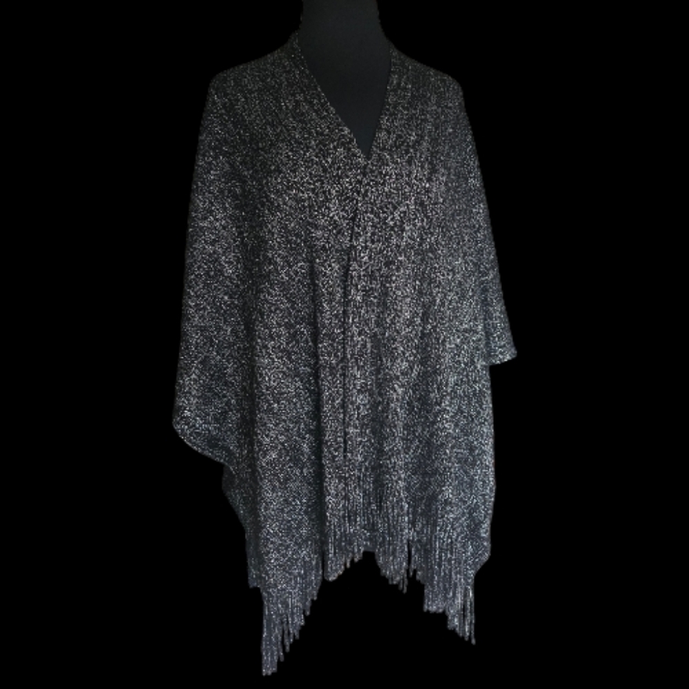 Elegant Black and Gray Women's Poncho